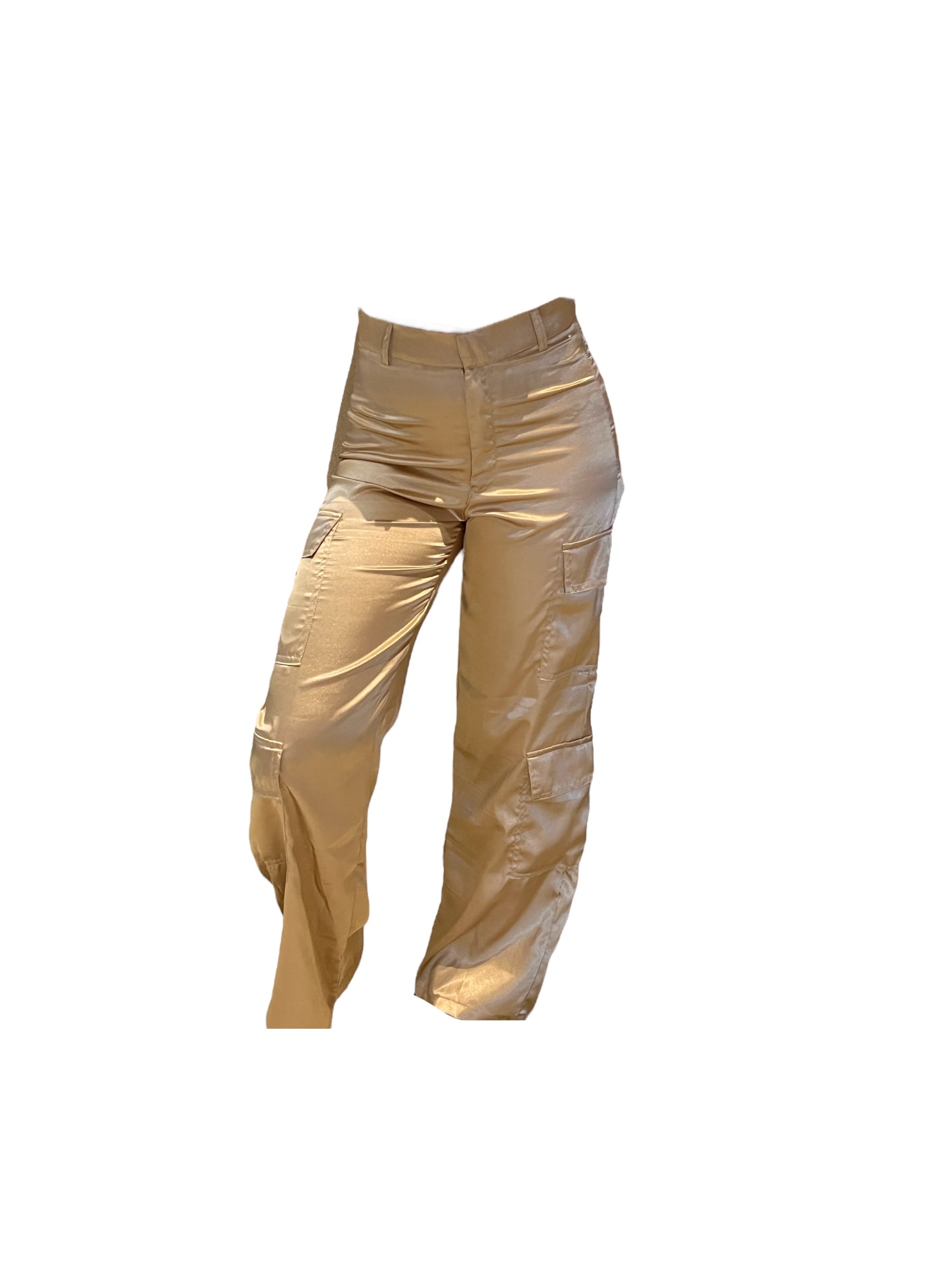Pantalón cargo seda tipo metalizado