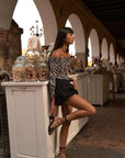 Zebra print coral top