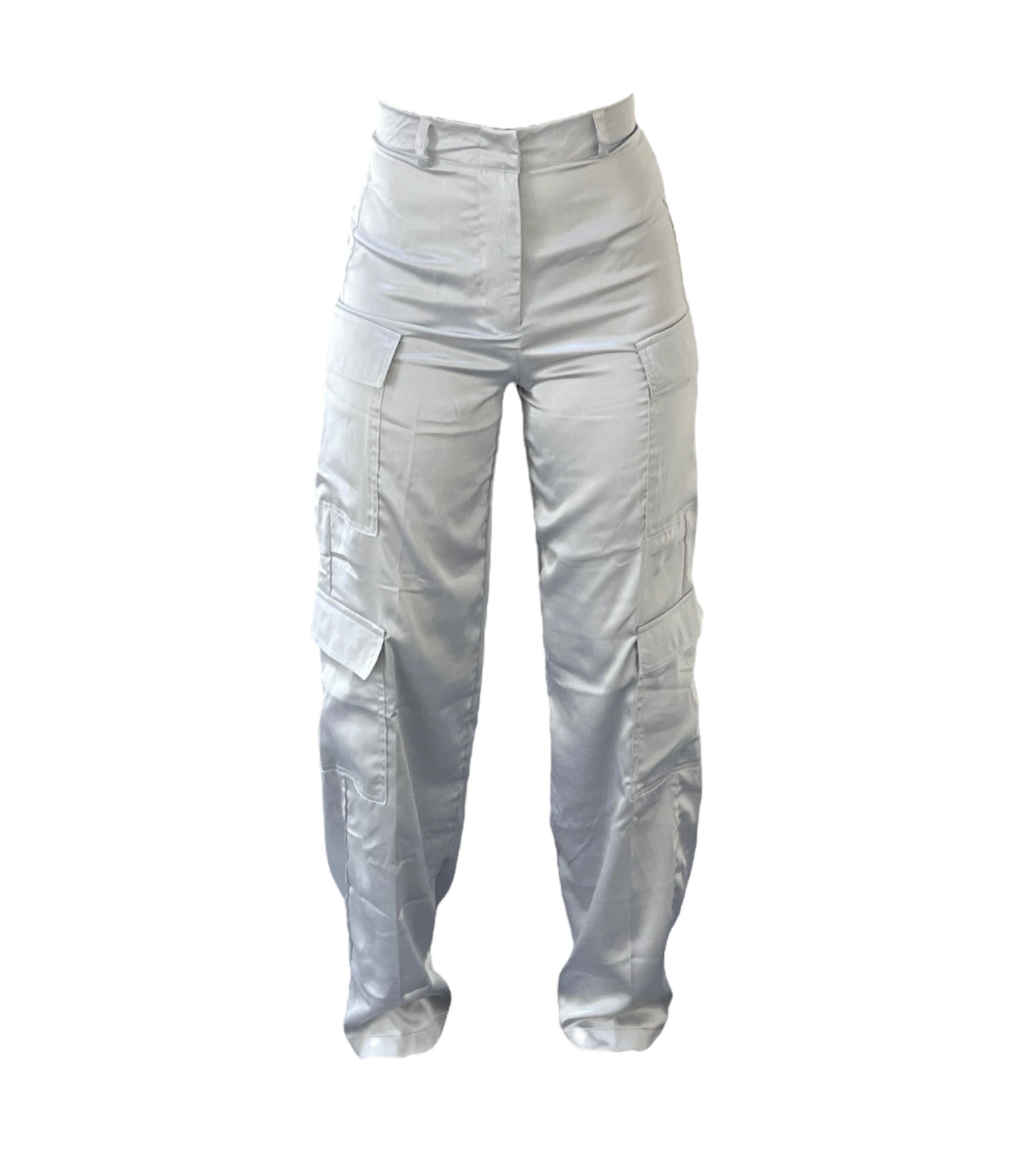 Pantalón cargo seda tipo metalizado